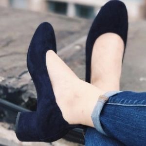 Everlane Day Heel Blue Suede Shoe Size 10